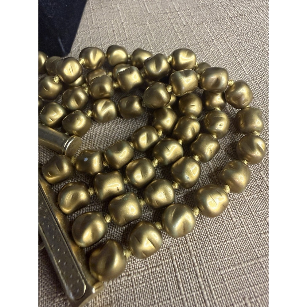 Rare Vintage Chunky Tanner Bracelet Must See 4 Strands Brushed Gold Tone